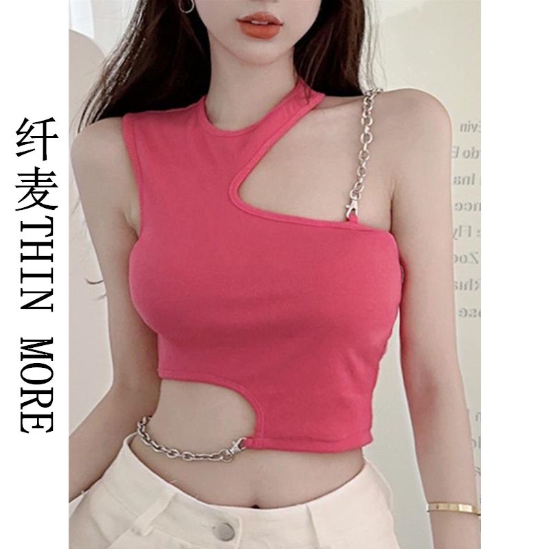 Fianmai THIN MORE sweet and spicy irregular design chain navel-baring beautiful back vest women's inner wear outer top