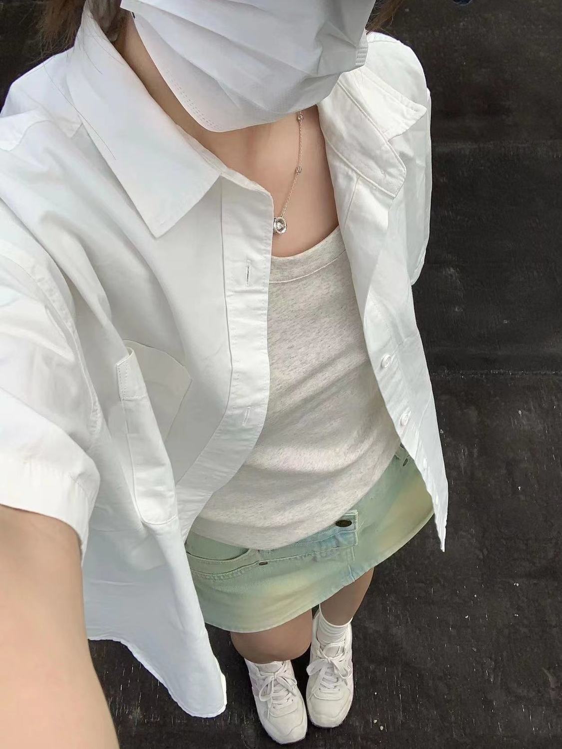 2023夏季日系疊穿純棉短袖襯衫女寬鬆百搭襯衣開衫外搭上衣ins潮