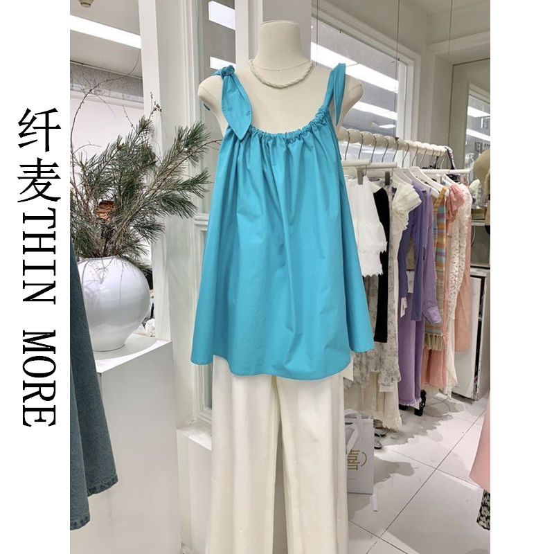 Fianmai THIN MORE summer wear new casual loose slimming blue outer camisole top with temperament for women