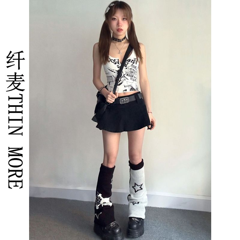 纖麥THIN MORE美式復古吊帶背心女夏季小眾朋克修身顯瘦短款上衣