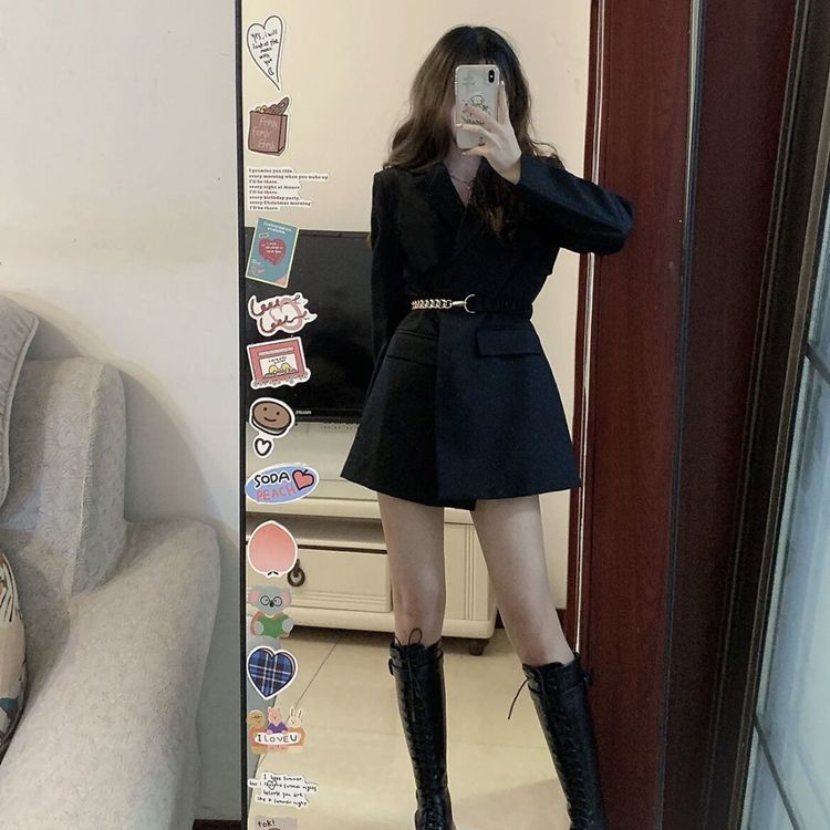 簡約小西裝外套女春秋新款名媛高檔黑色小個子收腰氣質小香風西服