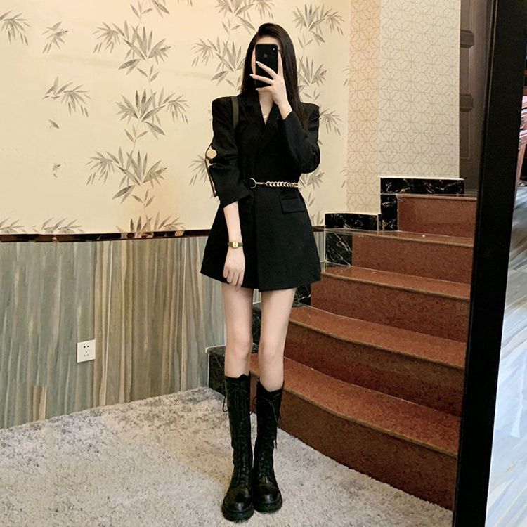 Black high-end suit jacket for women in spring and autumn, new Korean style, light, mature and gentle style, suit top for small people