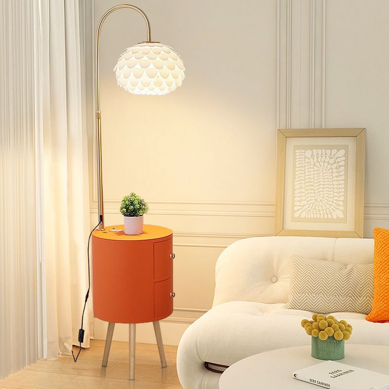 花朵落地灯客厅卧室奶油风氛围高级颜值设计感置物床头柜一体台灯
