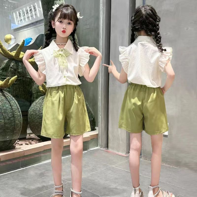  new summer girls' fashionable children's versatile summer dress princess style two-piece set with free bag + bow