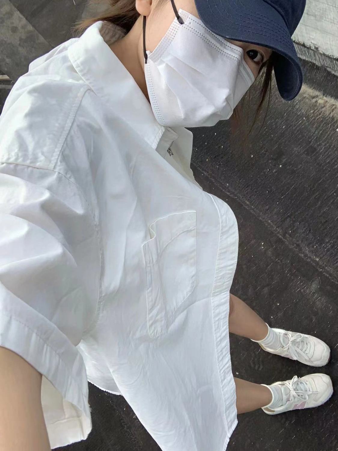 日系疊穿短袖襯衫女2023夏季新款寬鬆百搭襯衣開衫外穿上衣ins潮