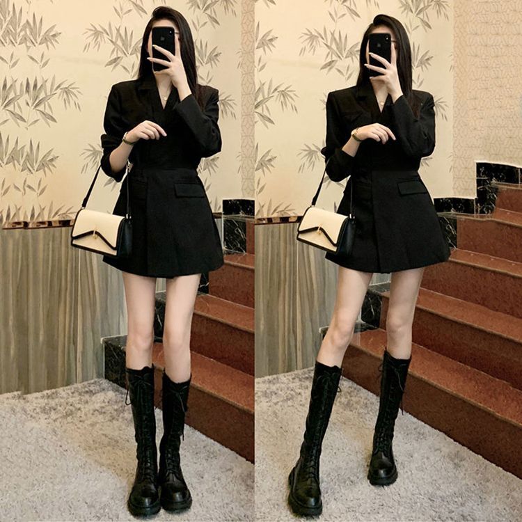 Black high-end suit jacket for women in spring and autumn, new Korean style, light, mature and gentle style, suit top for small people