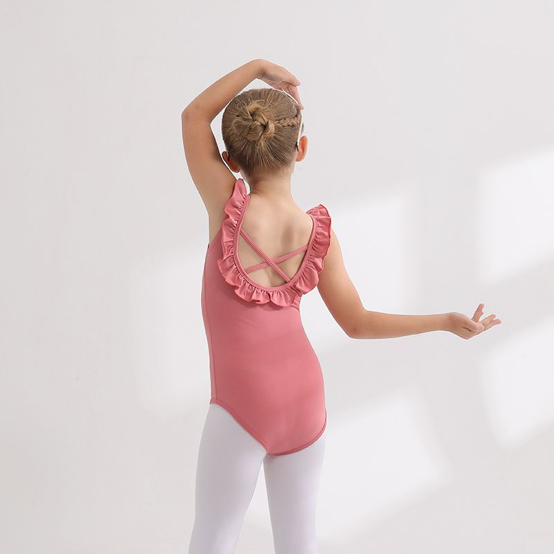 兒童舞蹈服夏季純棉吊帶新款女童練功服幼兒考級連體藝考中國舞衣