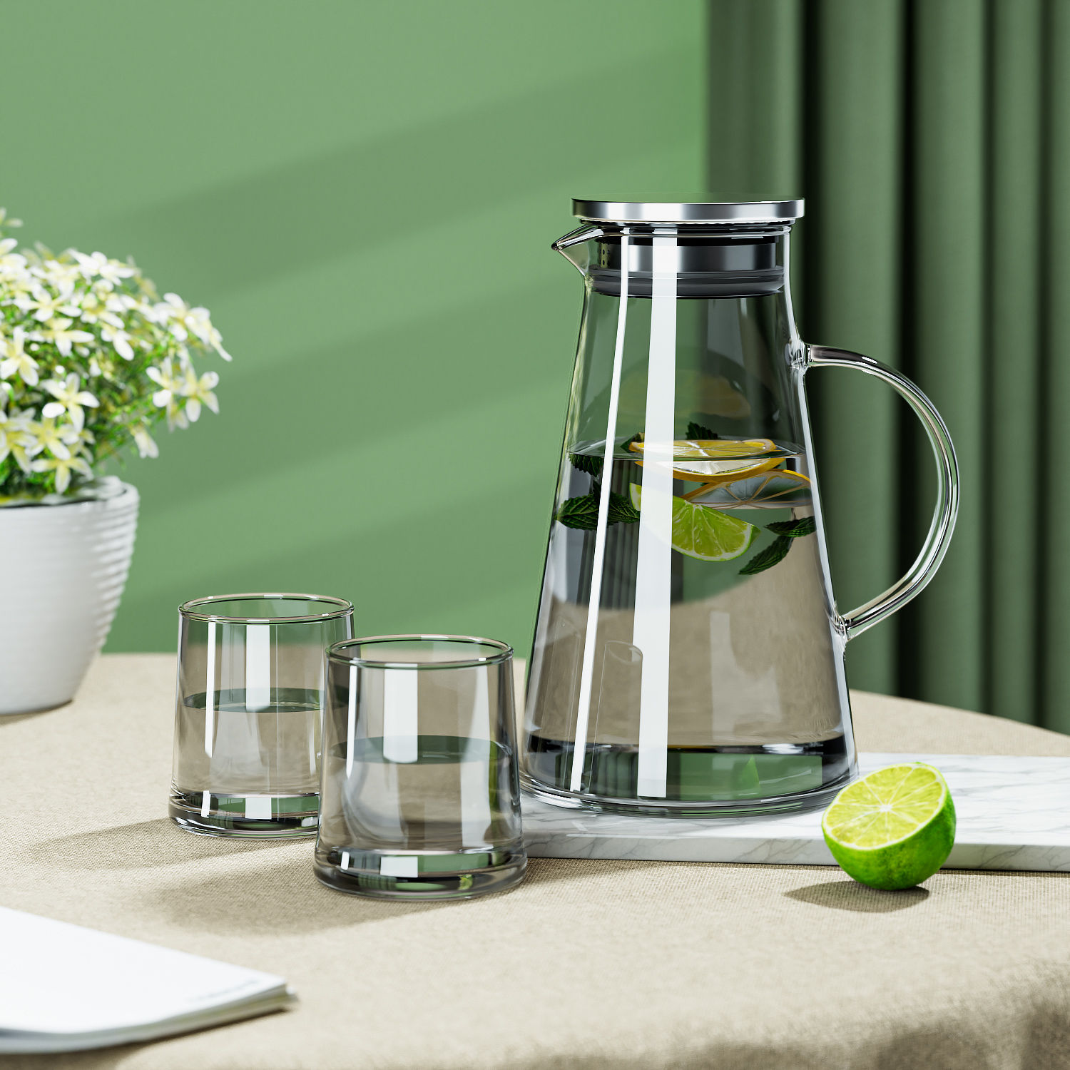 玻璃水壶冷水壶家庭装耐高温大容量加厚高硼硅防爆果茶果汁凉白开