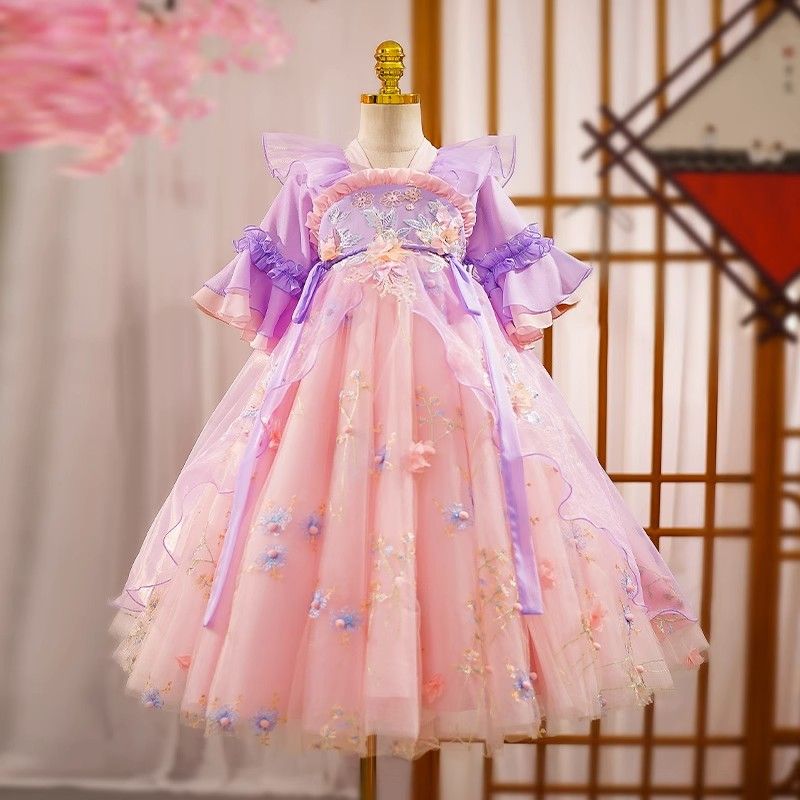 漢服女童2023新款兒童古裝中國風超仙唐裝古風裙子女孩夏裝連衣裙