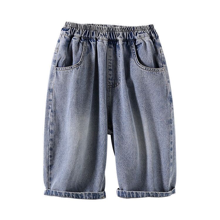 Boys' soft denim mid-pants summer  new versatile children's shorts fashionable little boy cropped pants thin style trendy