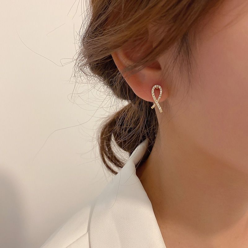 純銀耳釘簡約小眾交織銀針韓國氣質女小巧高級感耳環2023年新款潮