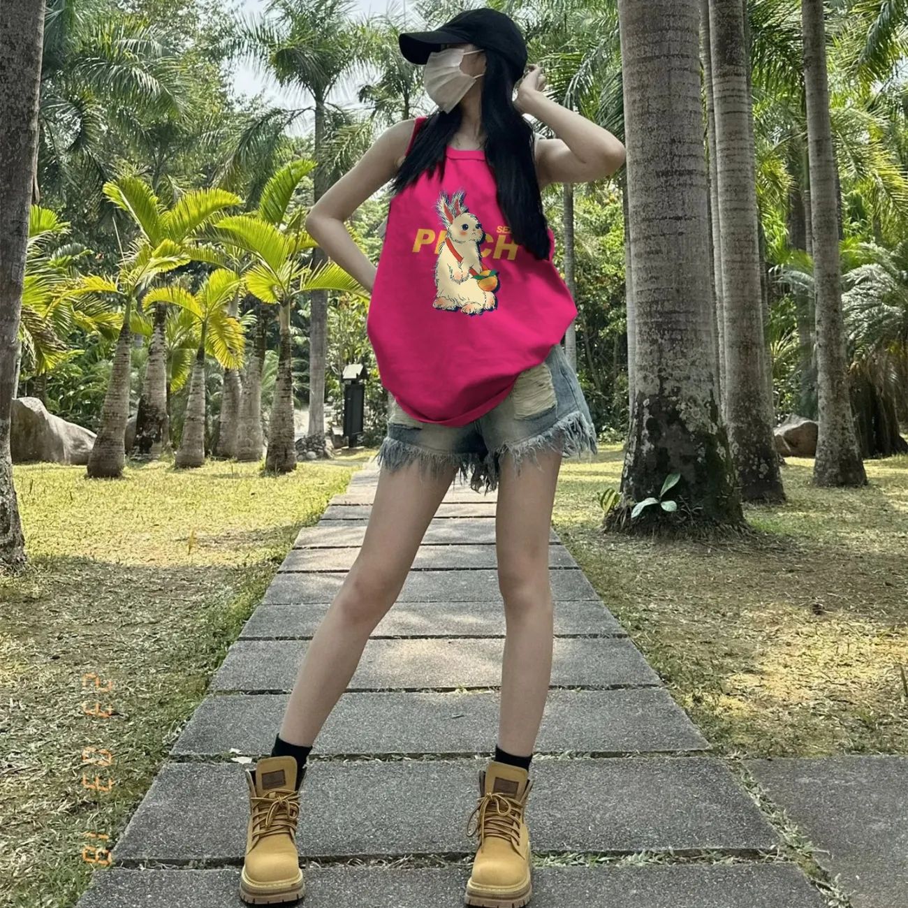 夏日多巴胺穿搭純欲y2k甜辣上衣火龍果吊帶背心女寬鬆顯瘦坎肩T恤