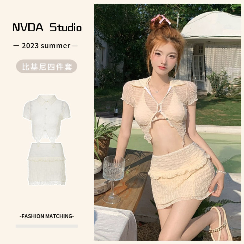 Korean ins style bikini swimsuit for women 2023 new split sexy slimming high-end vacation swimsuit