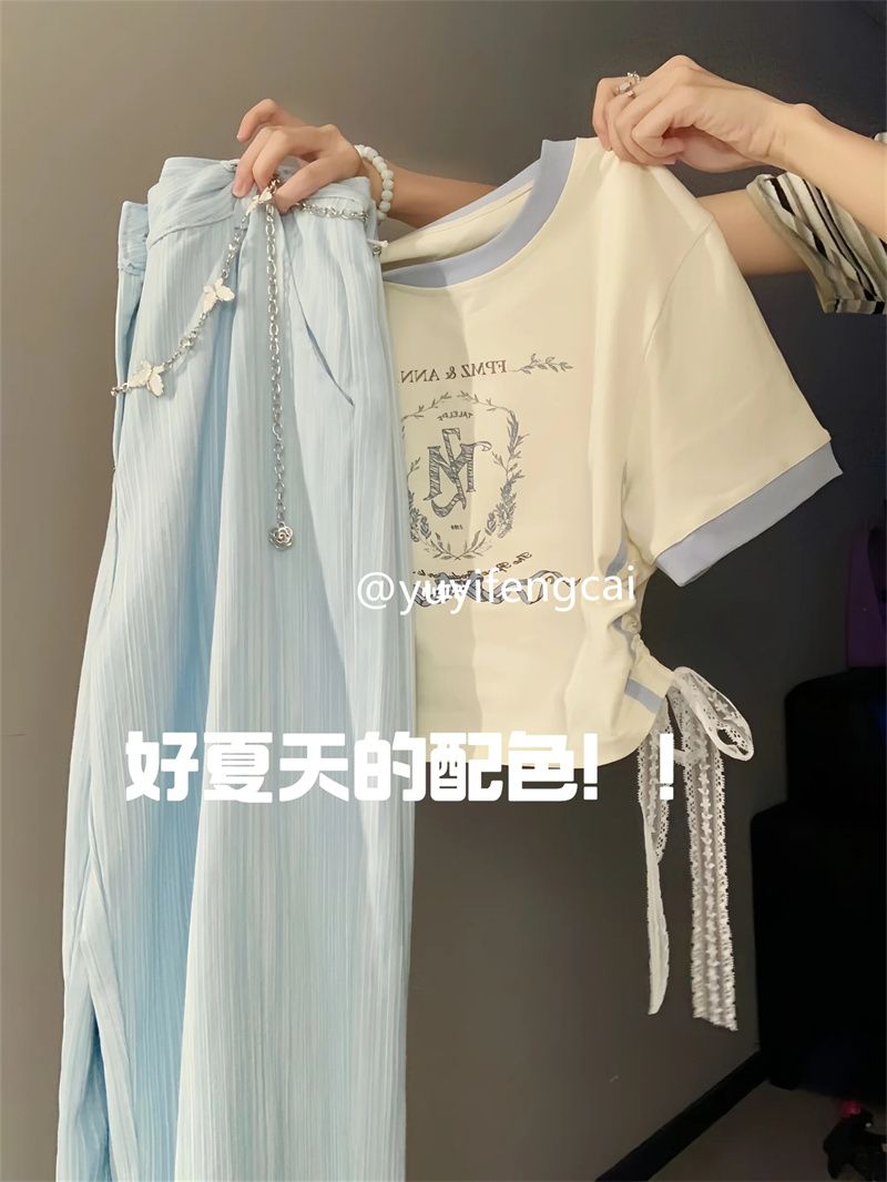 多巴胺女孩穿搭一整套小個子俏皮活潑炸街時尚港風兩件套裝褲