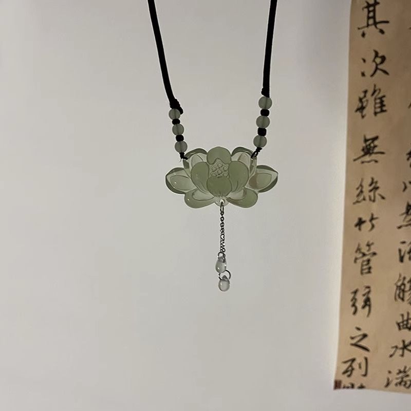 新中式女款項鍊復古小眾古風國風禪意陶瓷飾品民族風毛衣鏈長款