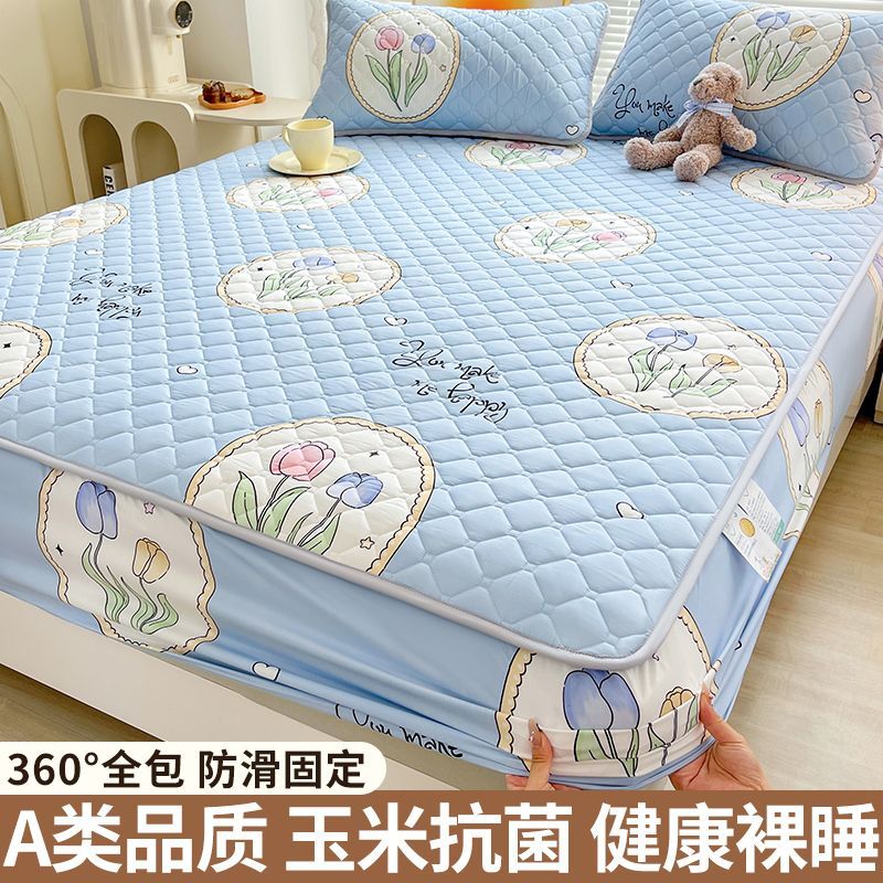 A类抗菌夹棉床笠单件加厚床罩三件套席梦思床垫保护罩年新款