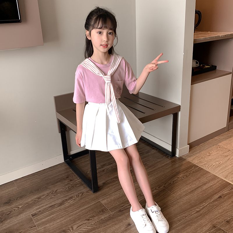 Girls Dress Summer Suit  New Internet Celebrity Fashionable Girls Summer Style Girls Children Summer Skirts