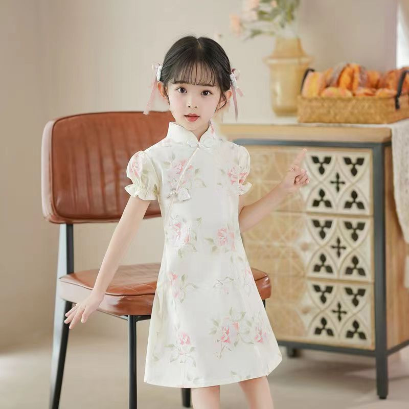 女童连衣裙夏季2023新款薄款公主儿童旗袍夏装小女孩短袖国风裙子