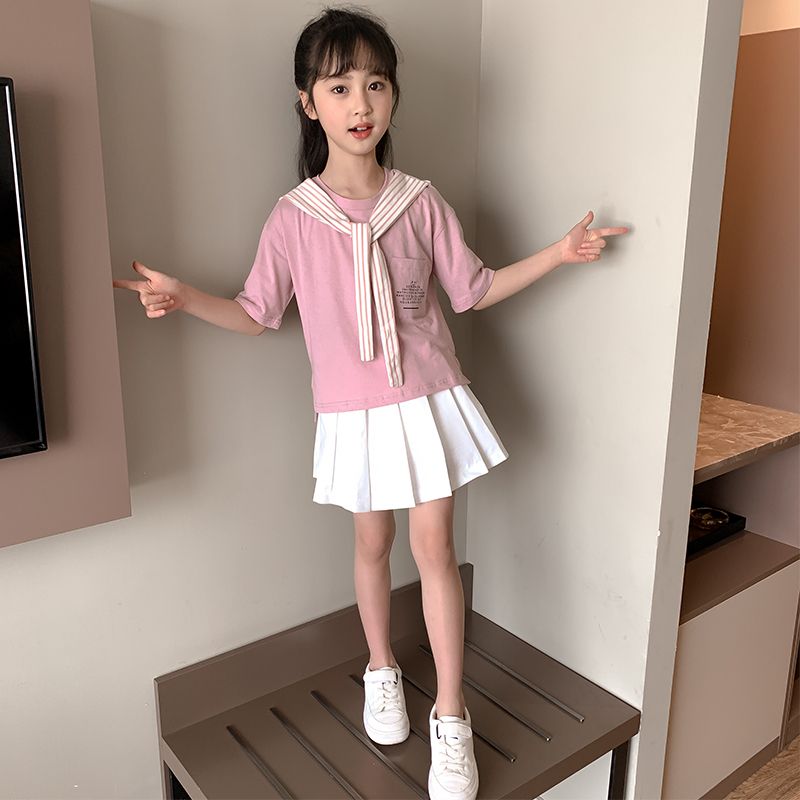 Girls Dress Summer Suit  New Internet Celebrity Fashionable Girls Summer Style Girls Children Summer Skirts