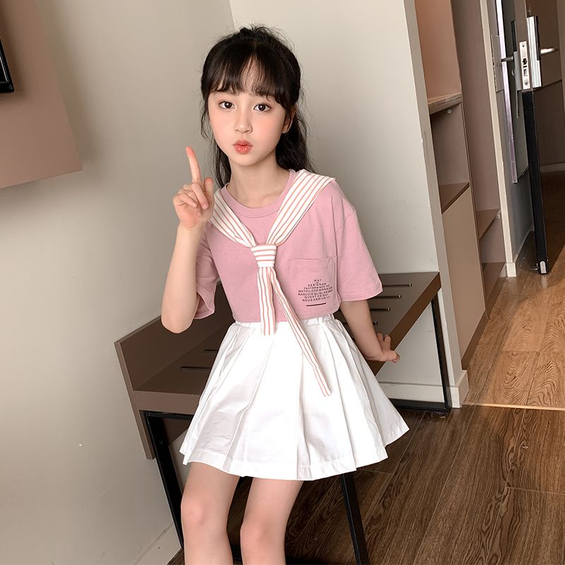 Girls Dress Summer Suit  New Internet Celebrity Fashionable Girls Summer Style Girls Children Summer Skirts