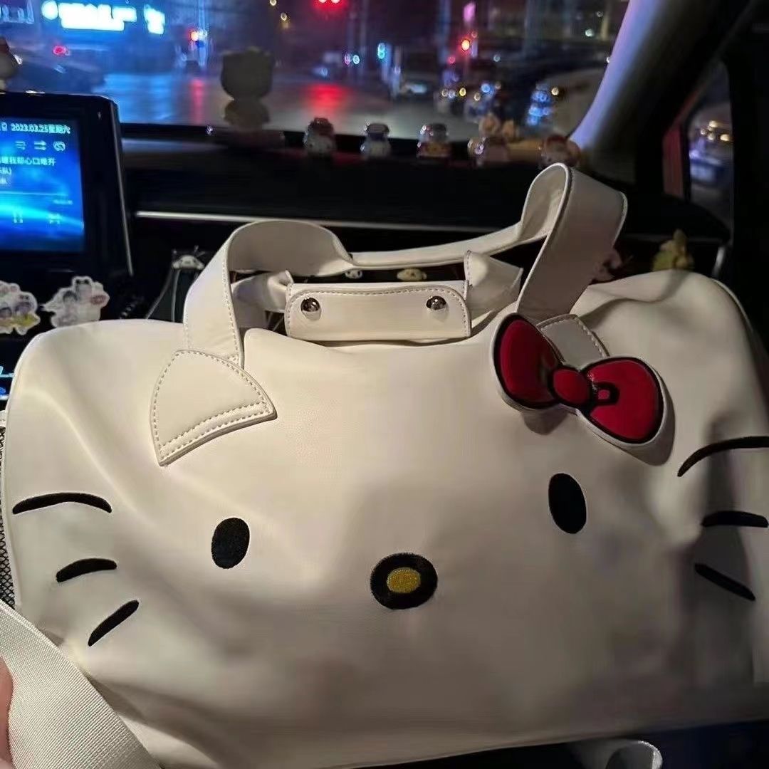 HelloKitty卡通可愛大包包單肩蝴蝶結凱蒂貓手提健身包斜挎旅行包
