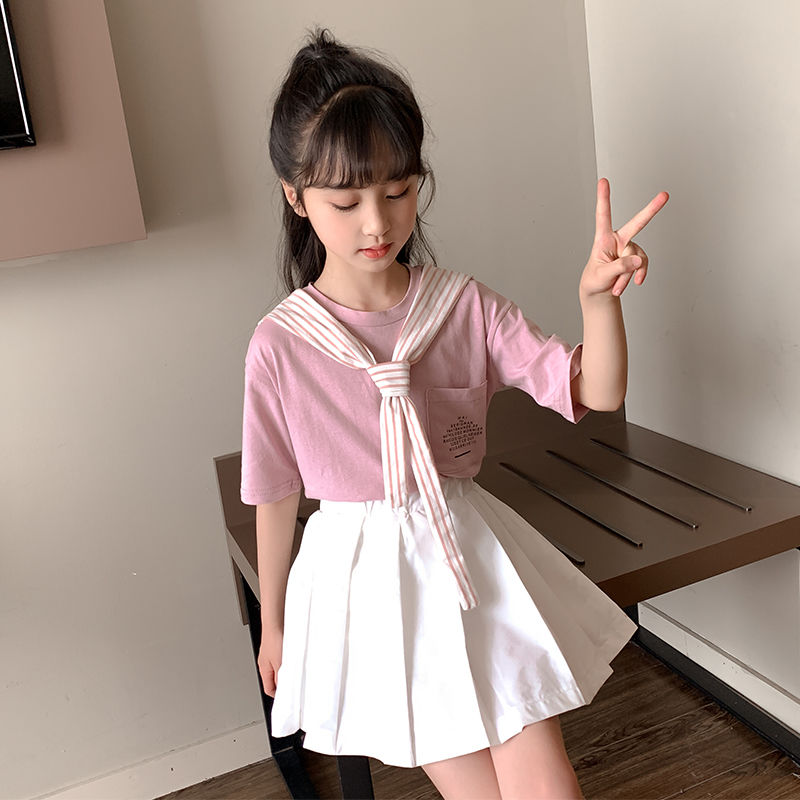 Girls Dress Summer Suit  New Internet Celebrity Fashionable Girls Summer Style Girls Children Summer Skirts