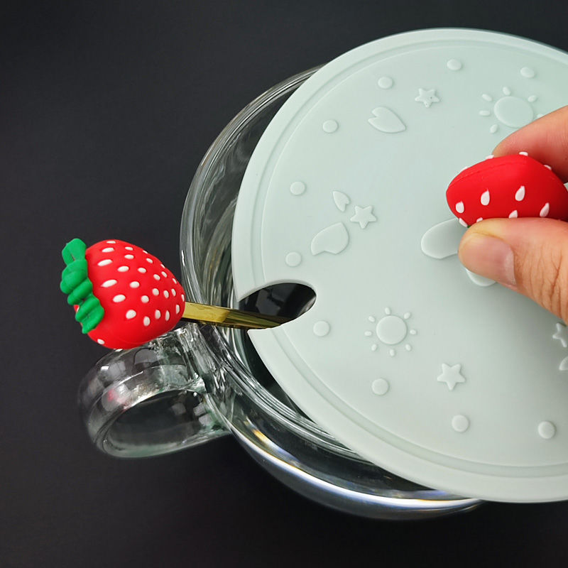 食品级卡通硅胶杯盖缺口杯盖早餐杯马克杯盖子 通用圆形万能杯盖