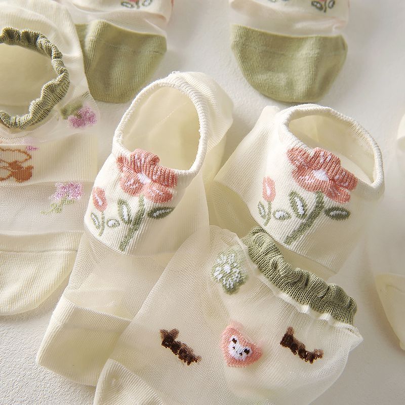 新款可爱卡斯透明袜子水晶袜女成人夏天冰丝袜女短丝袜短款【6月20日发完】