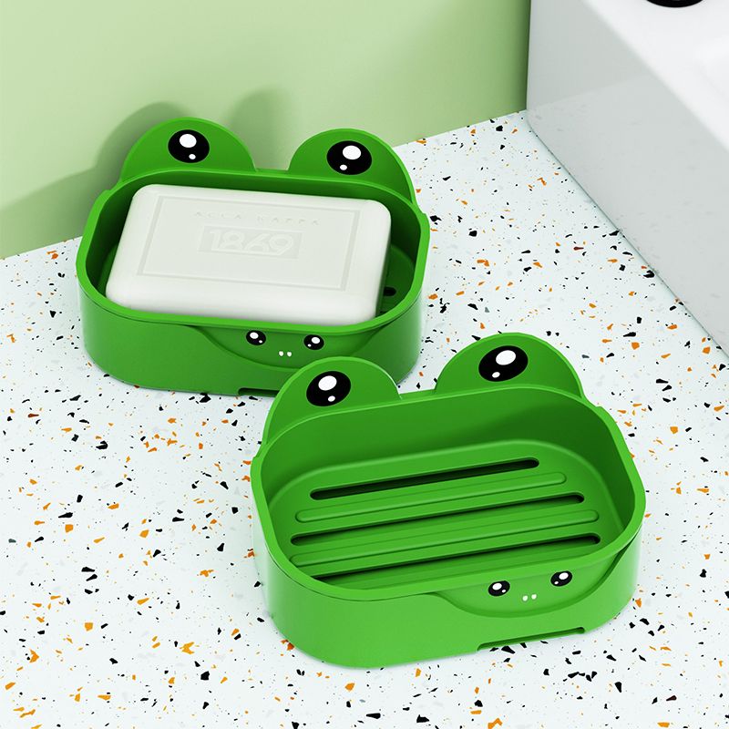 浴室免打孔壁挂式可爱卡通家用青蛙香皂盒创意沥水肥皂收纳架