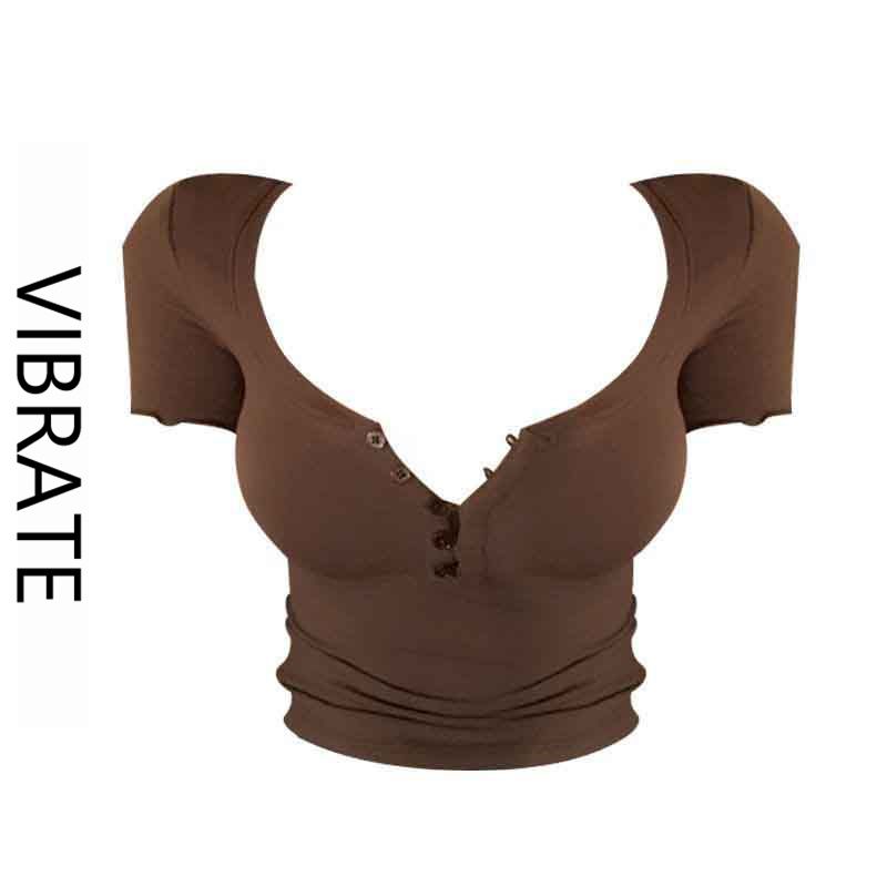 VIBRATE Korean version of the American sweet hot girl short-sleeved shirt women's summer new tight-fitting breasted thin short top ins