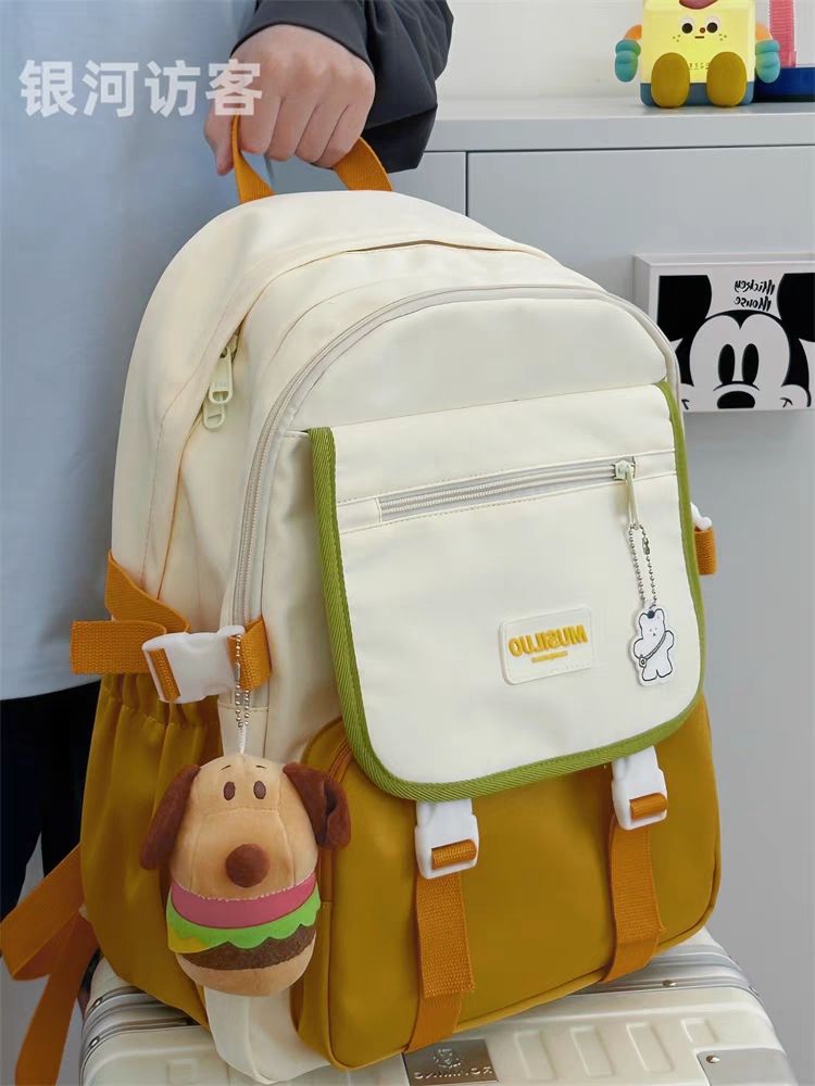 韓國ins學院風少女書包 日系可愛百搭高中生大容量雙肩包電腦背包