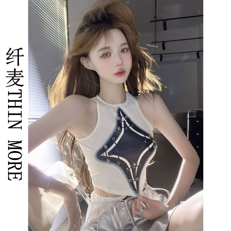 Fianmai THIN MORE sweet and spicy short crop top women's summer design camisole sleeveless outer wear inner wear