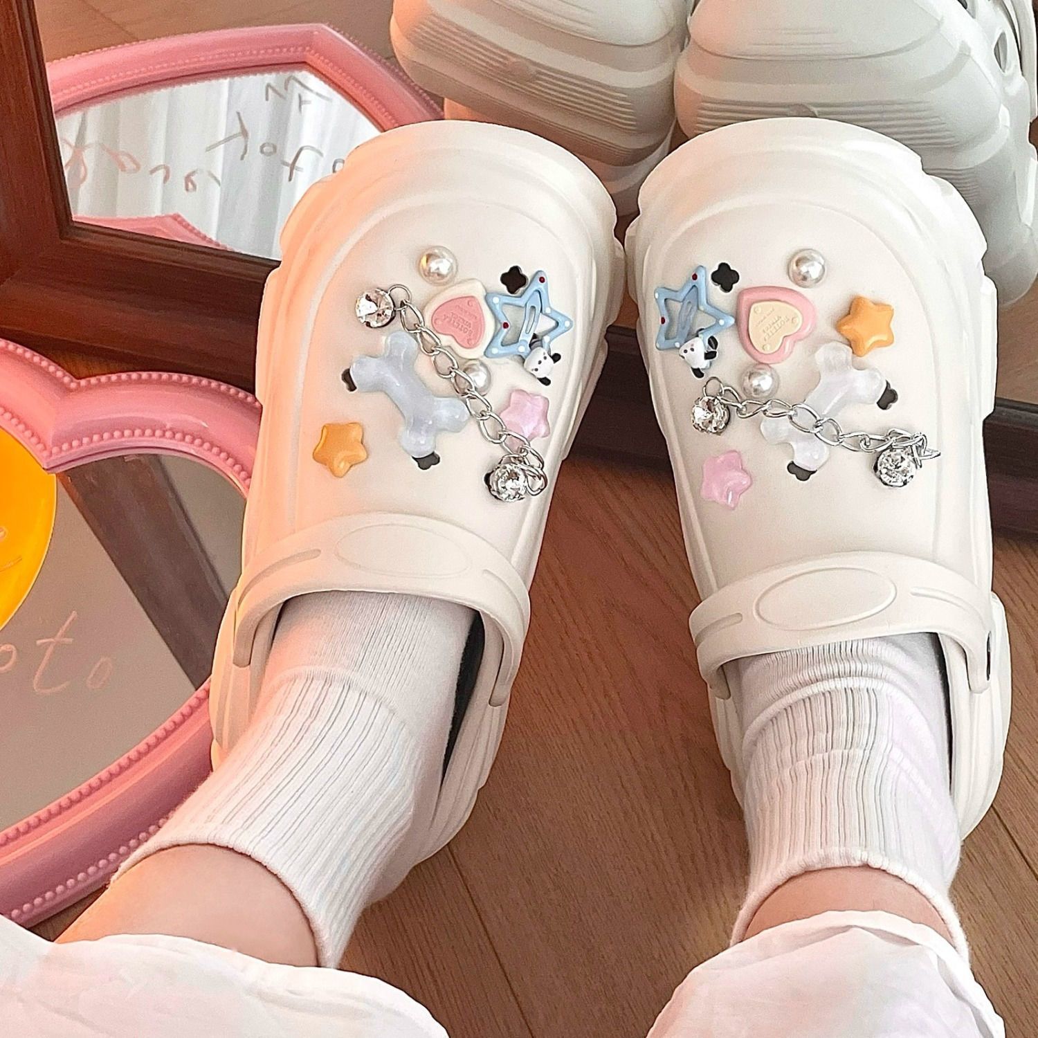 Nectarine Yoto original design cute clog shoes for women 2023 summer new style platform thick sole versatile toe-toe slippers