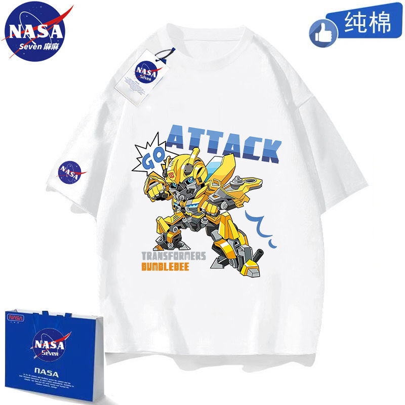 NASA Transformers children's clothing summer cotton T-shirt cartoon Optimus Prime Bumblebee short sleeve boy student half sleeve