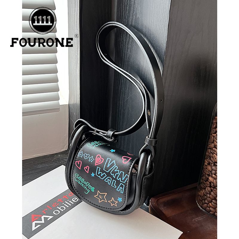 Super cute! Western style cartoon graffiti small bag female Korean version student crossbody bag mini pu bag