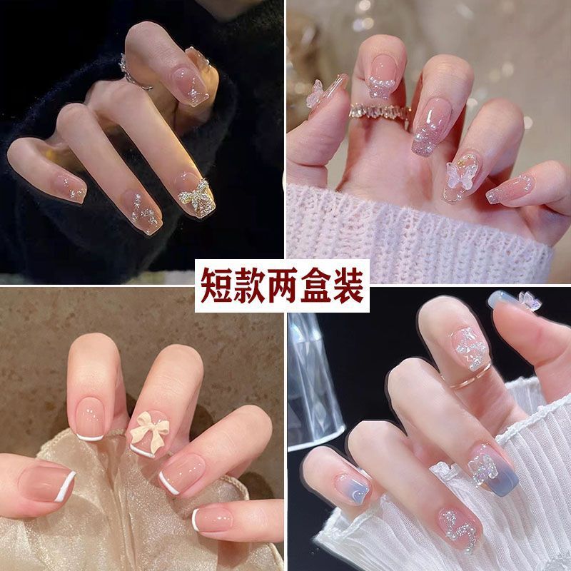 穿戴甲ins中短學生 學生上課超自然指甲貼顯白美甲貼成品假指甲片