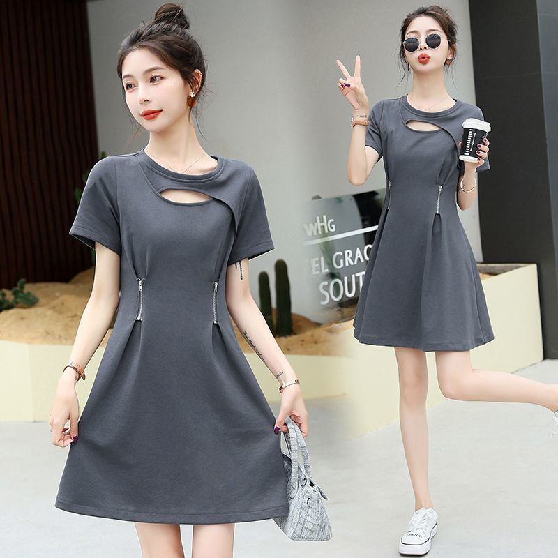 National style retro ruffles short skirt ins trendy new Chinese dress large size slightly fat mm summer stitching