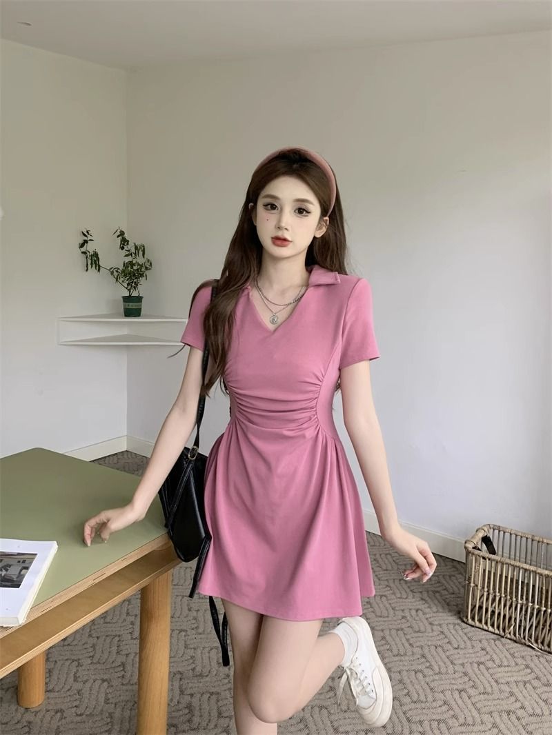 Large size pure desire style hot girl dress female summer fat mm cover belly slim sweet loose short skirt 200 catties 240