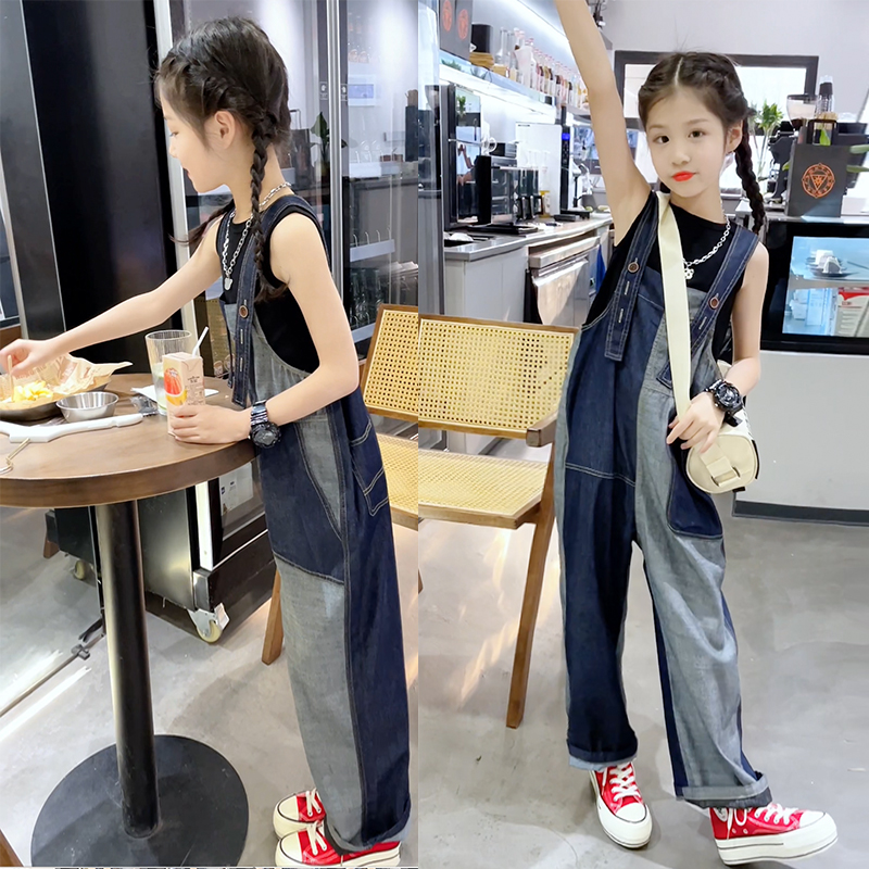 Girls Overalls Suit 2023 Summer New Children's Thin Street Fashionable Pants and Vest Two-piece Children's Clothing Set