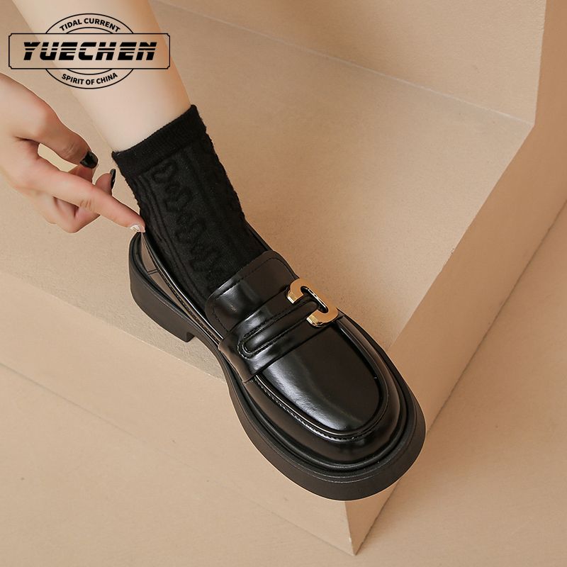Yuechen heightening shallow mouth Mary Jane women's shoes new thick-soled college jk small leather shoes round-toe soft-soled single shoes versatile