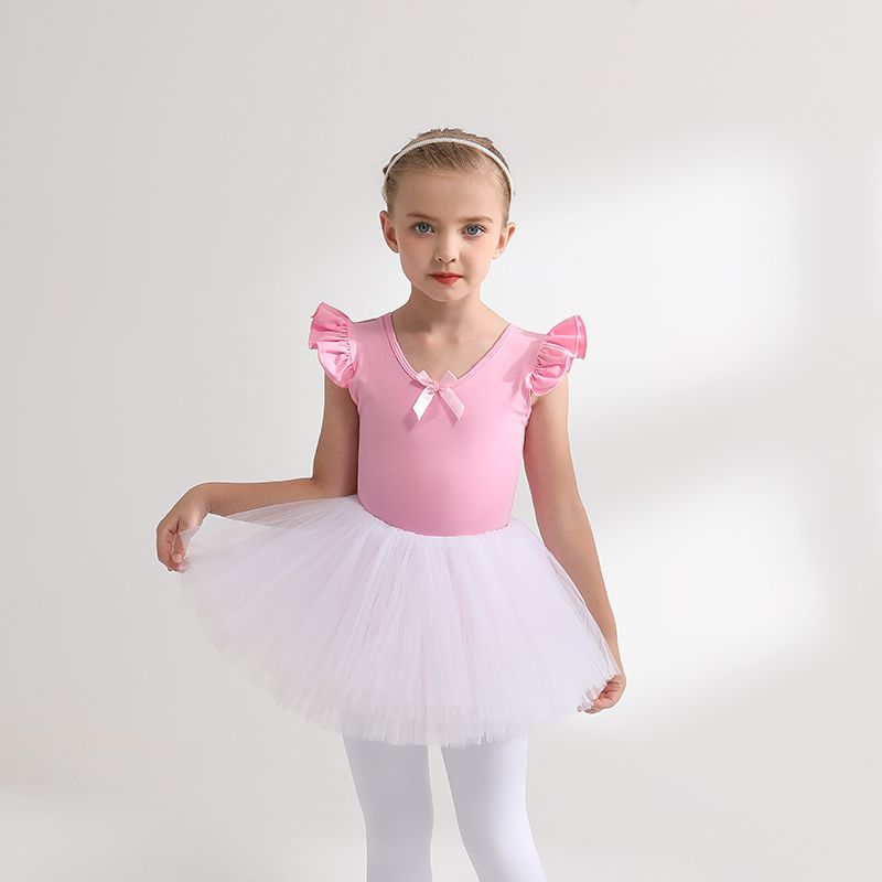 Children's dance clothing summer pink pure cotton grade examination one-piece toddler tutu student Chinese dance practice clothing