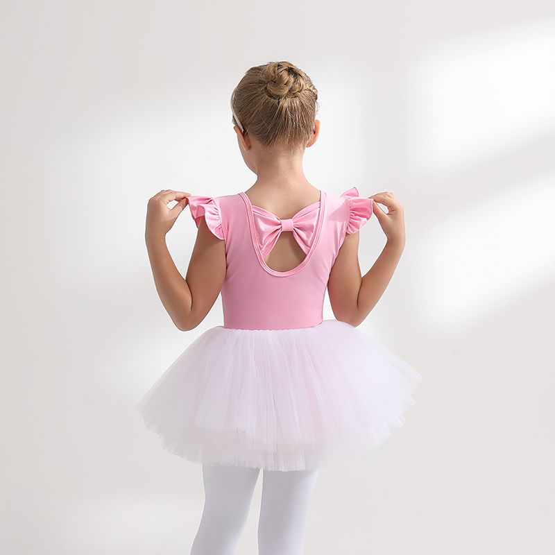 Children's dance clothing summer pink pure cotton grade examination one-piece toddler tutu student Chinese dance practice clothing