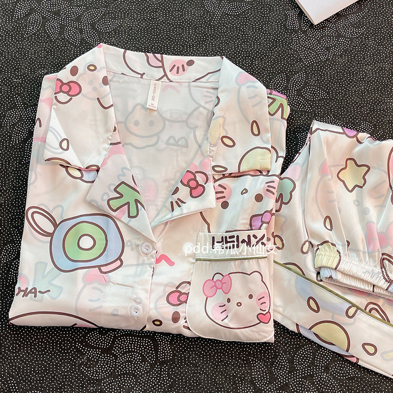 hellokitty凱蒂貓睡衣女夏季新款可愛卡通短袖短褲夏天家居服套裝