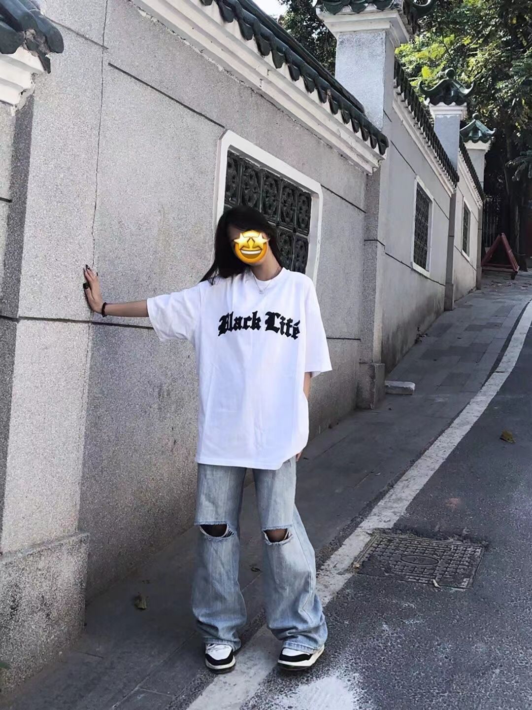100%純棉美式寬鬆oversize字母短袖t恤女韓版小眾學生半袖上衣潮