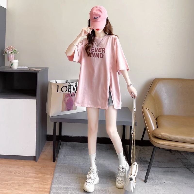 Lavender thin section irregular cover big belly loose t-shirt short-sleeved t-shirt female small summer clothes