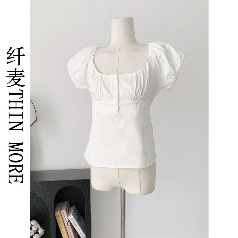 纖麥THIN MORE甜美風夏季新款溫柔風氣質掛初戀襯衫上衣女小個子