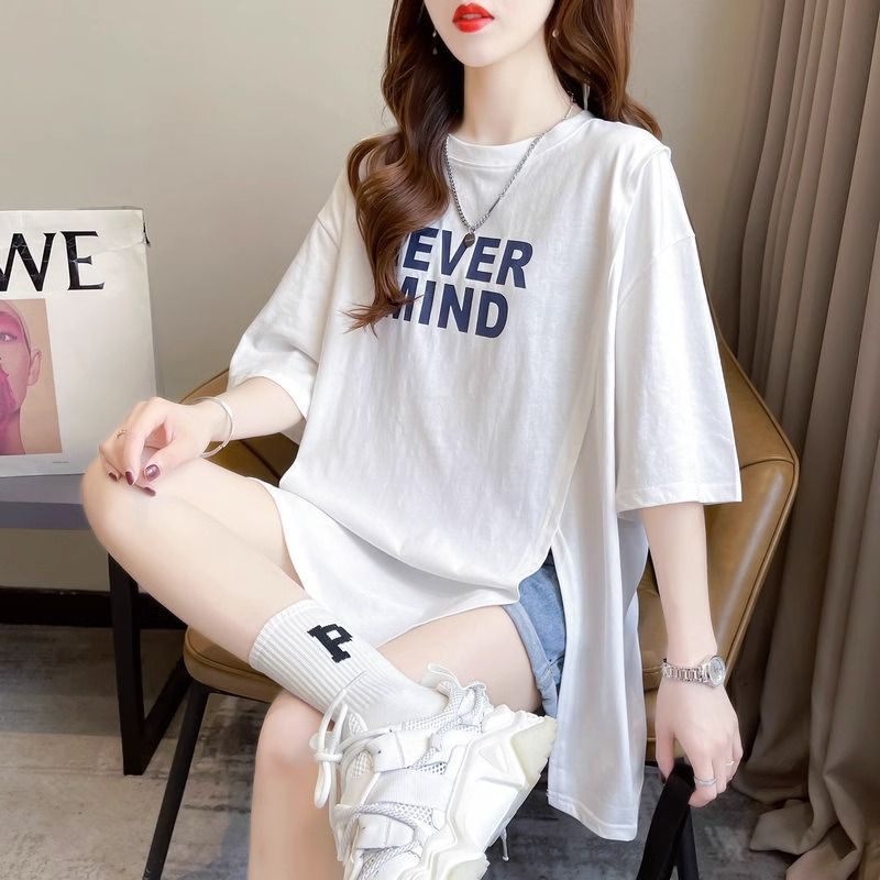 Lavender thin section irregular cover big belly loose t-shirt short-sleeved t-shirt female small summer clothes