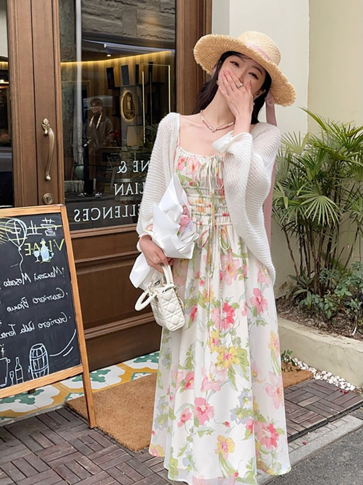 Mohair knitted cardigan jacket women's spring and summer short style with suspender skirt with blouse air-conditioning sunscreen shirt top thin