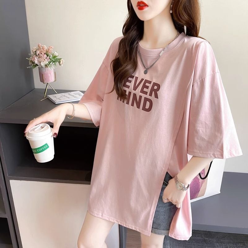 Lavender thin section irregular cover big belly loose t-shirt short-sleeved t-shirt female small summer clothes