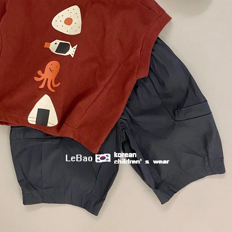 韩范童装男童背心套装2023新款无袖时髦儿童t恤短袖薄款宝宝短裤